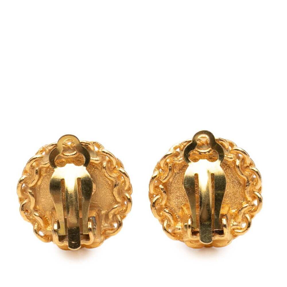 CHANEL Authentic Gold Logo Earrings - Picture 2 of 3